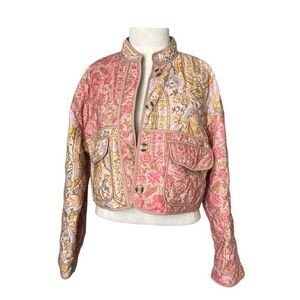 Cropped Cotton Patchwork Jacket size small.